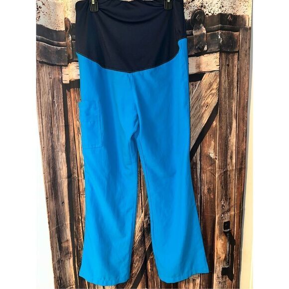 Spread Good Cheer Scrubs Pants Womens MP Medium Petite Navy Blue Utility Pockets - Picture 2 of 5